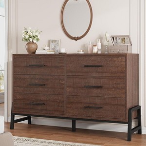 52" Wide 6-Drawer Dresser, Large Storage Wood Chest for Bedroom, Freestanding Closet Organizer for Living Room & Entryway - 1 of 4