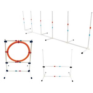 Midlee Dog Agility Beginner Set- Hoop Jump, Weave Poles, and Bar Jump - 1 of 4