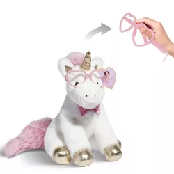 FAO Schwarz 12" Sparklers Unicorn with Removable Red Heart Glasses Toy Plush