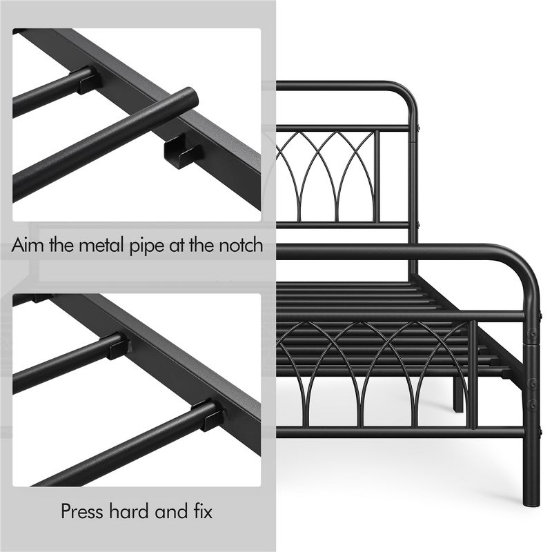 Yaheetech Metal Platform Bed Frame with Petal Accented Headboard and Footboard, 5 of 8