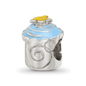 Black Bow Jewelry Sterling Silver Blue Enameled Cupcake Bead Charm - 1 of 4
