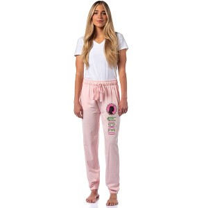Wicked Women's Movie Film Glinda Face Silhouette Logo Pajama Pants For Adults Pink - 1 of 4