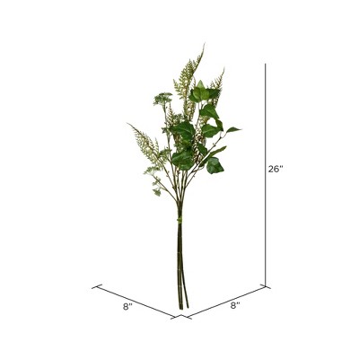 26" Cream Green Mixed Greenery Arrangement - Unlit Outdoor PVC Bundle
