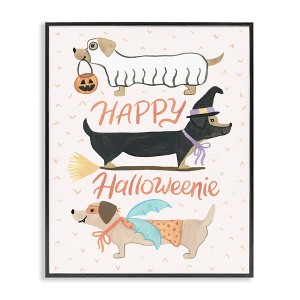 Stupell Industries Happy Halloweenie Festive Dogs Wearing Cute Costumes Framed Giclee Art - 1 of 4