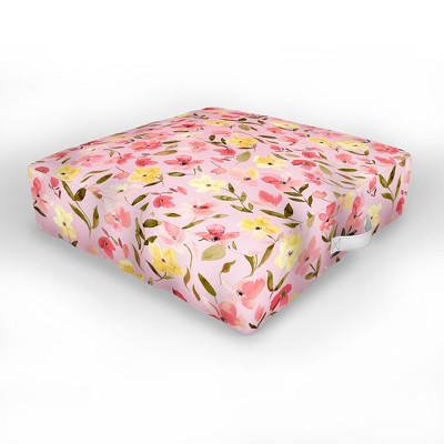 Ninola Design Fresh flowers Pink Outdoor Floor Cushion - Deny Designs