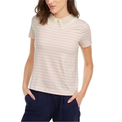 maison Jules Womens Lace Detail Embellished T-Shirt, Multicoloured, Large