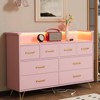 8 Drawer Dresser, Modern Dresser for Bedroom with Led Lights and Charging Station, Wooden Chest of Drawer with Open Space - 2 of 4