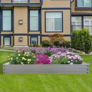 1pc Raised Garden Bed, Heavy-Duty Metal Planter Box with Oval Design, Outdoor Kit for Vegetables and Flowers - Coolbibila - 1 of 4