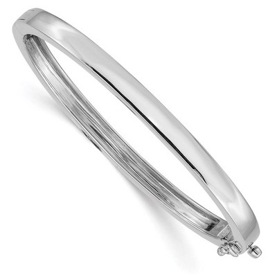 Black Bow Jewelry 5.3mm 14k White Gold Polished Solid Open Back Hinged Bangle Bracelet