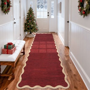 Washable Rug Modern Scalloped Rug Non Slip, Neutral Indoor Carpet - 1 of 4