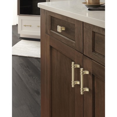 Golden Champagne Modern Rectangular Cabinet Knob with Mounting Hardware