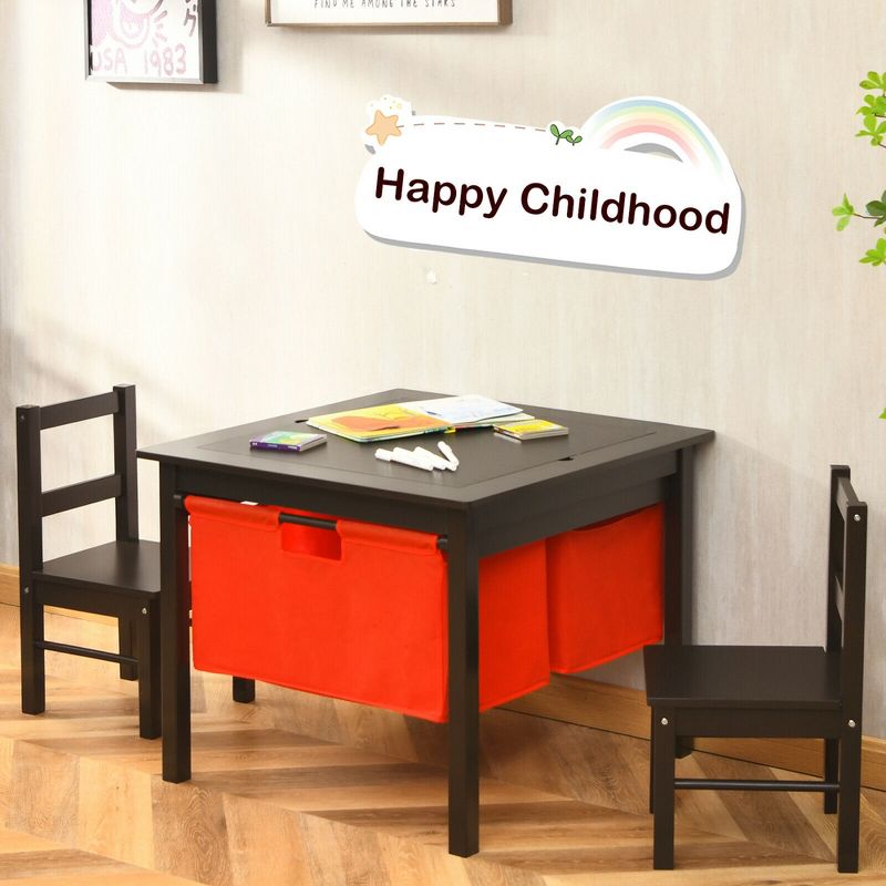 Costway 2-in-1 Kids Activity Table & 2 Chairs Set w/Storage Building Block Table, 5 of 11