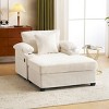 Convertible Sleeper Chair Bed with Ottoman,Oversized Chenille Sofa Chair with Cupholders USB Ports Armrest Storage for Living Room-Baofuwish - 2 of 4