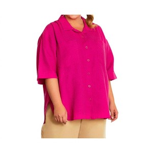Women's Short Sleeve Ameli Basketweave Shirt - Plus - On The Plus Side - 1 of 4
