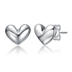 Guili Minimalist Heart Stud Earrings in White, Gold, or Rose Gold – Timeless, Lightweight Accessory for Elegant Style. Perfect Gift or Outfit Finisher - 1 of 2