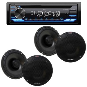 JVC KD-TD72BT CD Receiver featuring Bluetooth / USB / 13-Band EQ / JVC Remote App Compatibility with 2 Pairs R-S65.2 6.5" R-Series Coaxes - 1 of 4