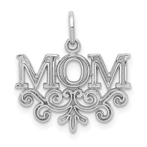 Black Bow Jewelry 14k White Gold Mom with Scroll Design Charm or Pendant, 18mm - 1 of 4