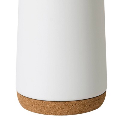 White Ceramic and Cork Lotion Pump with Chrome Plastic Dispenser
