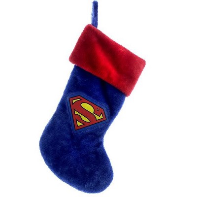 Kurt S. Adler 19" Blue, Red and Yellow Superman Logo Applique Decorative Christmas Stocking