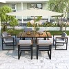 7 Piece Outdoor Patio Dining Set,Patio Dining Table and 6 Chairs Set,Modern Garden Dining Furniture Set with Cushions,Umbrella Hole-Coolbibila - 3 of 4