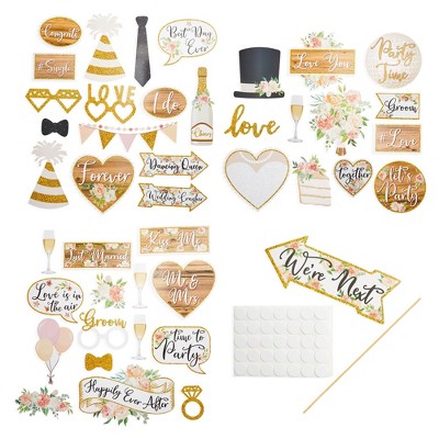 Sparkle and Bash 70 Piece Photo Props for Rustic Wedding Party Decorations