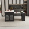 80" Expandable Kitchen Island Dining Table with Power Outlet,Storage Drawers and Cabinet,Modern Mobile Design-Baofuwish - 3 of 4