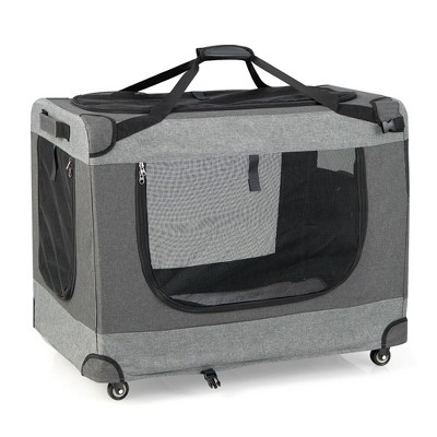 Pawhut 39 Portable Soft-sided Pet Cat Carrier With Divider, Two  Compartments, Soft Cushions, & Storage Bag, Gray : Target