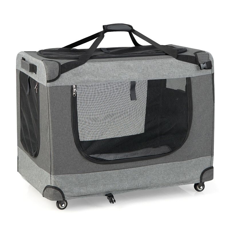 Tangkula Extra Large Portable Folding Cat Soft Crate w/ 4 Lockable Wheels Cat Carrier, 1 of 9
