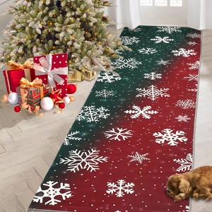 Christmas Rug Living Room Carpet Xmas Snowflakes Decor Accent Area Rug Non Slip Low Pile Soft Rug for Dining Room - 1 of 4