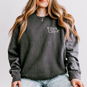 Simply Sage Market Embroidered Park City Stars Lightweight Garment Dyed Sweatshirt - 1 of 4