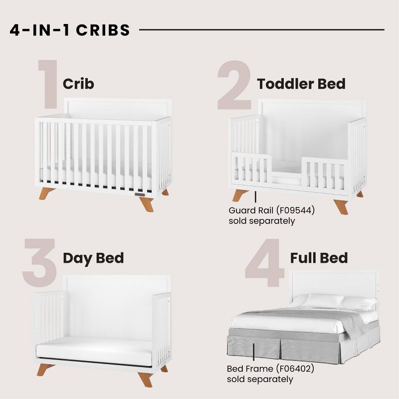 Child Craft SOHO Flat Top 4-in-1 Convertible Crib - White/Natural, 4 of 10