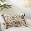 Saro Lifestyle Block Print Embroidered Pillow - Poly Filled, 16"x24" Oblong, Clay - 3 of 3