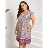 Coolmee Women's Summer Plus Size Casual Dresses Elastic Waist Pleated A Line Ruffle Hem Dress - 3 of 4