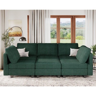 Belffin Modular Sectional Sleeper with Storage Ottoman Corduroy Sectional Couch with Chaise Convertible Modern Sectional Sofa Couch