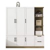 ORRD 3-Door Wooden Wardrobe for Bedroom, with Shelves, 2 Drawers & Side Storage, White Finish - 2 of 4