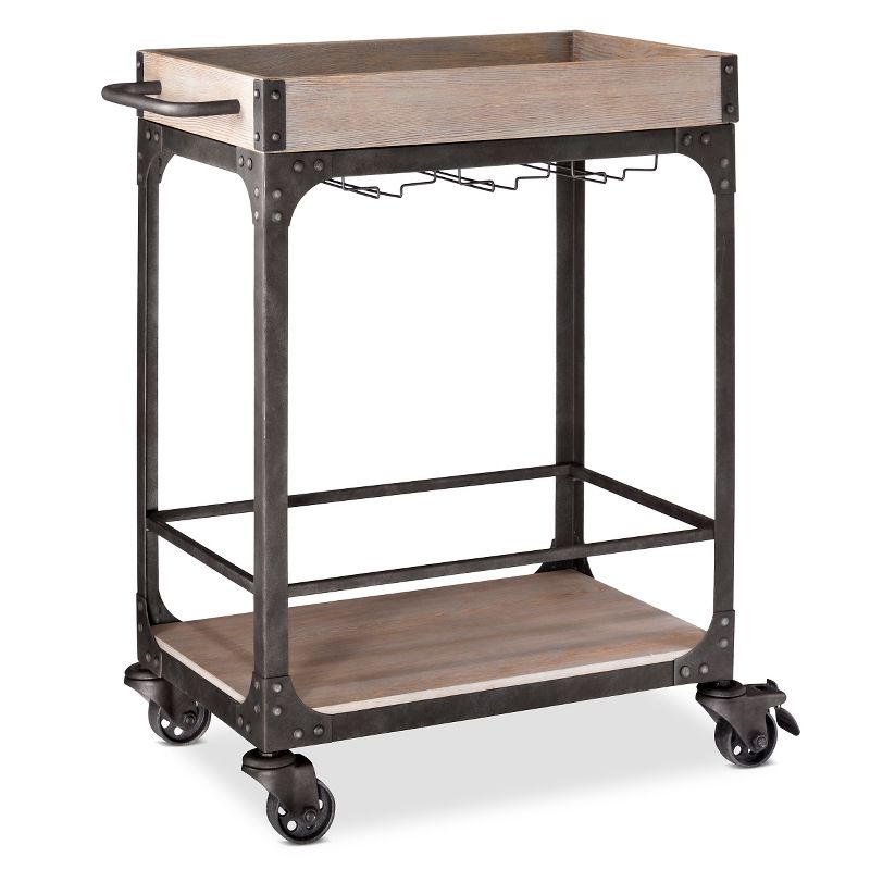 Franklin Bar Cart and Wine Rack Weathered Gray - Threshold&#8482;, 4 of 10