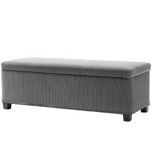 Aghana Digitals 47" Beige Corduroy Storage Ottoman Bench with Steel Frame - Footrest, End-of-Bed - 1 of 4