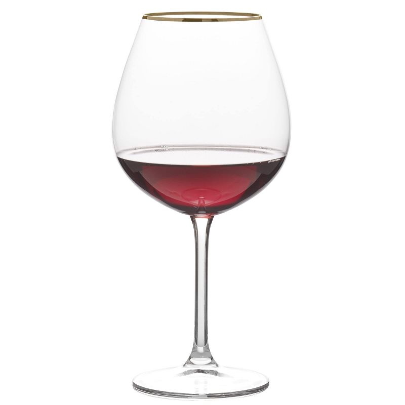 Mikasa Julie Gold Set of 4 Red Wine Glasses, 25-Ounce, Clear, 4 of 7