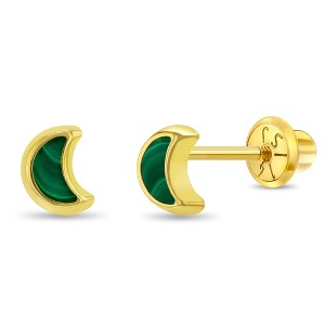 Girls' Malachite Shaped Screw Back 14k Gold Earrings - In Season Jewelry - 1 of 3