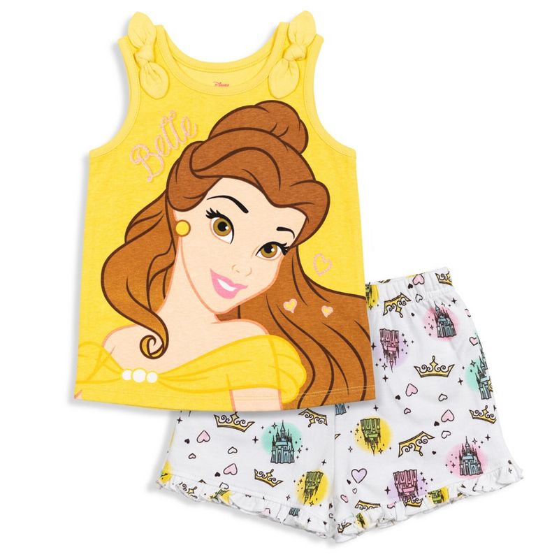 Disney Princess Princess Moana Rapunzel Jasmine Belle Baby Girls Tank Top and French Terry Shorts Infant, 1 of 8