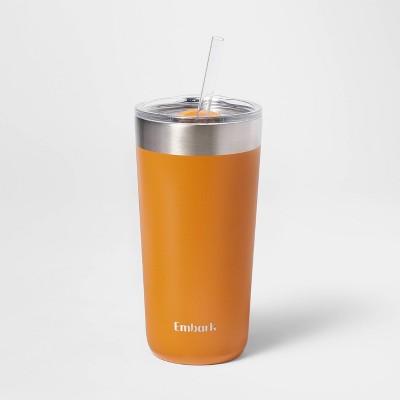 20oz Stainless Steel Straw Tumbler Orange - Embark™ : Target