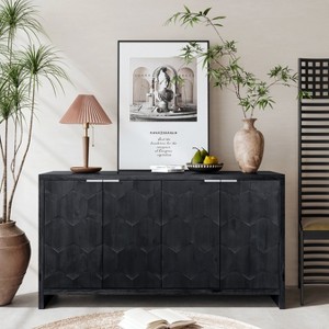 GDFStudio Selene 59.84'' Farmhouse Sideboard Buffet Server Cabinet with 4 Doors and Adjustable Shelves - 1 of 4