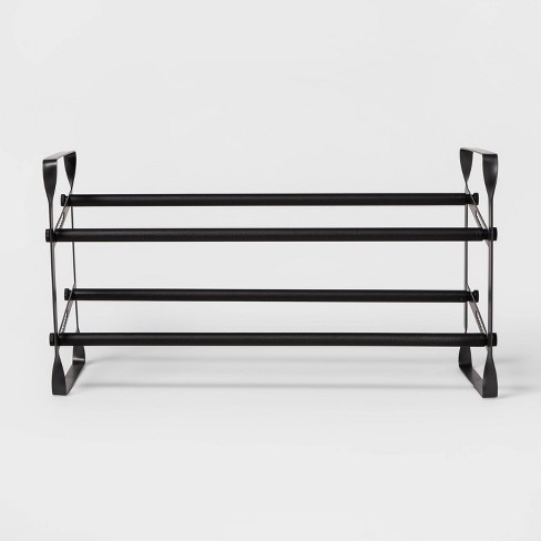 2-Tier Expandable Shoe Rack with Pivoting Bars