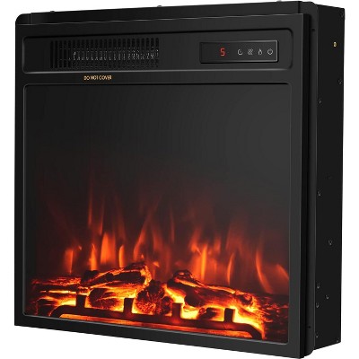 Tangkula 18 Inch Recessed Electric Fireplace Insert 1500W Freestanding Fireplace Heater W/Adjustable Flame Effect & Temperature Built-in Thermostat