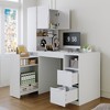 FUFU&GAGA White Home Desk with Pegboard, Drawers & Rolling Storage – Modern L-Shaped Hutch Computer Desk for Small Spaces - 4 of 4
