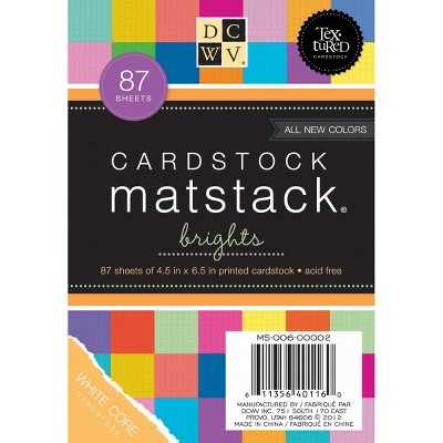 DCWV Single-Sided Mat Stack 4.5"X6.5" 87/Pkg-Brights, White Core, 29 Colors/3 Each