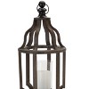Open Wood Lantern Candle Holder with Glass Hurricane – 22.5"H Rustic Pillar Display by Melrose - 3 of 3