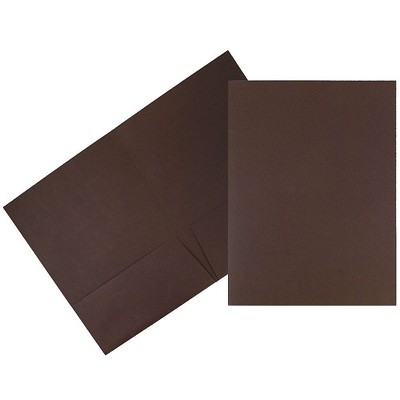 JAM Paper Two-Pocket Textured Linen Business Folders Chocolate Brown 386LBRC