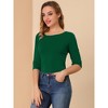 INSPIRE CHIC Women's Classic Solid Elbow Sleeves Round Neck Slim Fit T-Shirts - 4 of 4