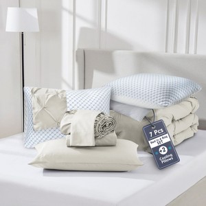 Nestl Comforter Set, 9 Piece Pinch Pleated Bedding Set, Bed in a Bag, All season Bed Set with Cooling Pillows - 1 of 4